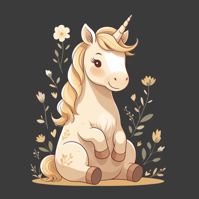Licorne délicate dans la forêt de fleurs