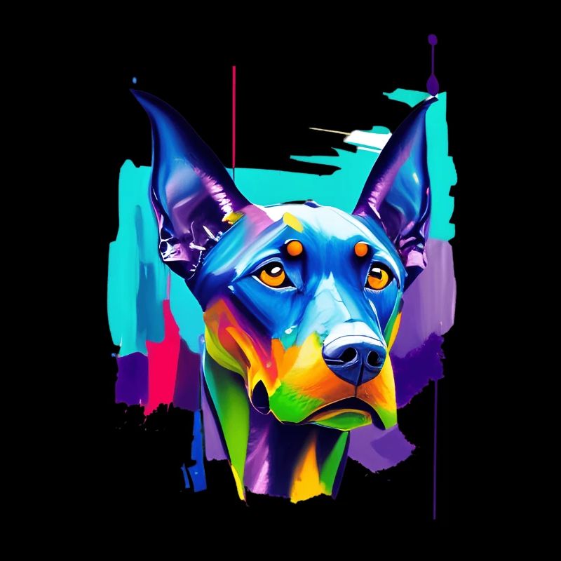 Buntes Dobermann-Pinscher Pop-Art-Porträt