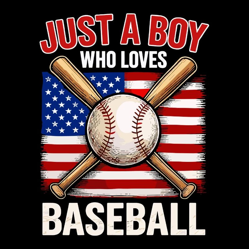 Garçon adore le baseball et le drapeau