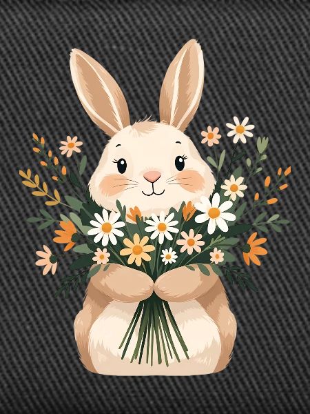 Bunny with spring bouquet