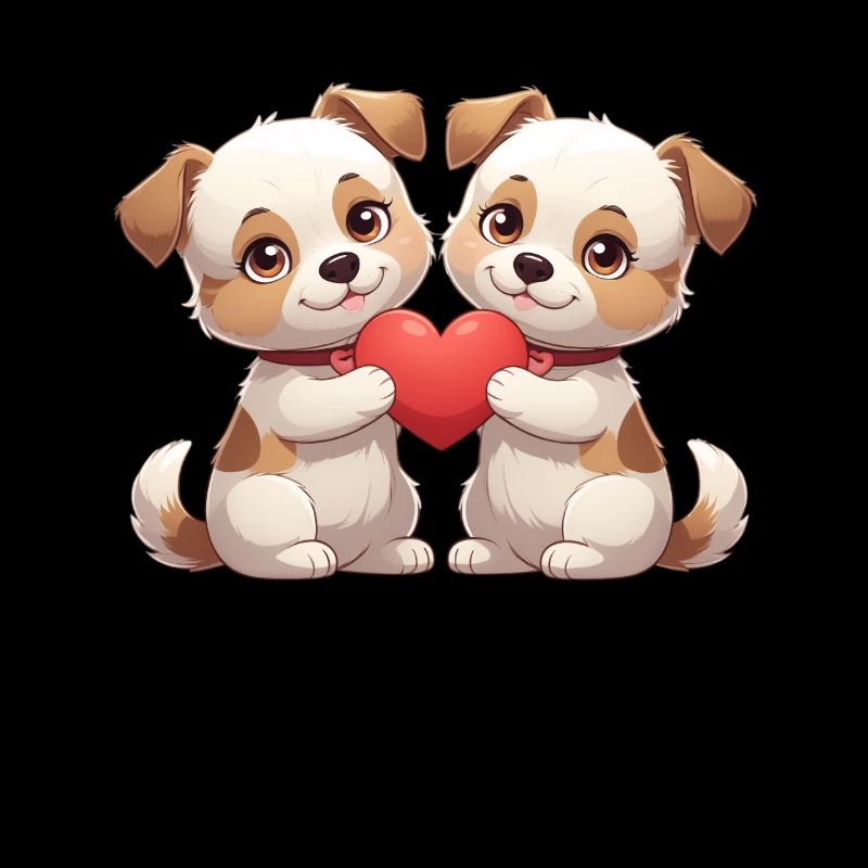 Deux chiots avec du cœur