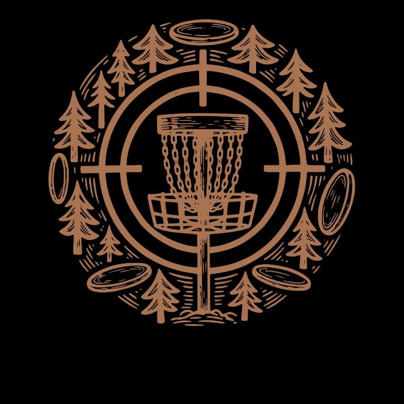 Disc Golf Basket Flying Disc Golfing Forest Scene