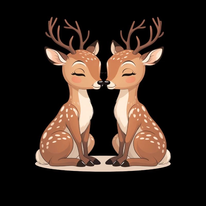 Motif de baiser en duo de cerfs câlins