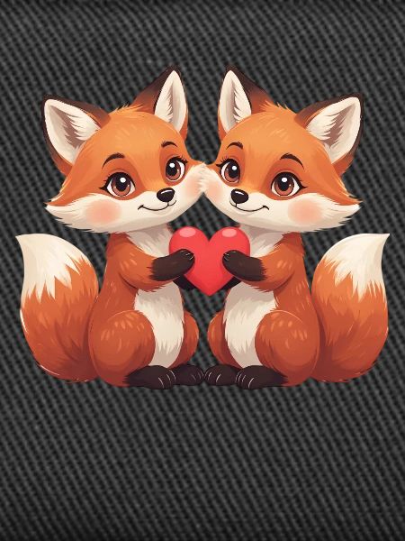 Fox couple with heart