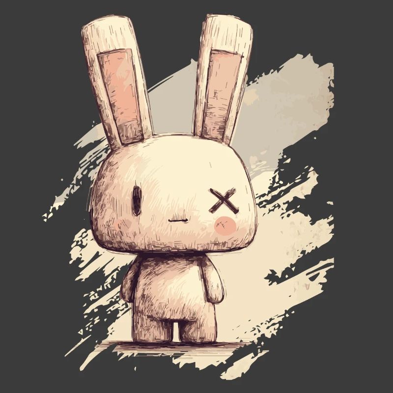 Cute rabbit with X-eyes