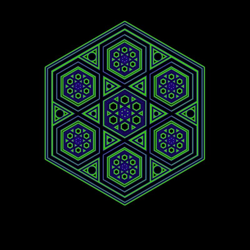 Yoga Meditation Dancing Kaleidoscope Hexagon Pattern