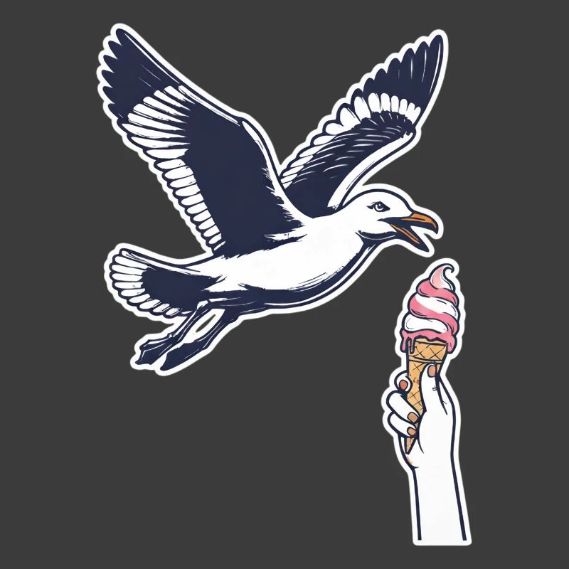 Lustige Möwe Stiehlt Eiscreme