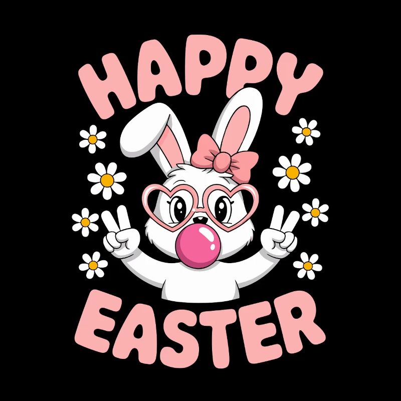Happy Easter Cute Easter Bunny with Glasses