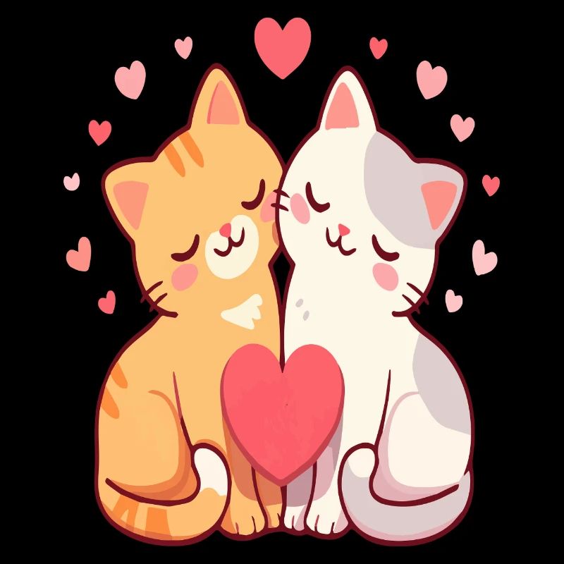 Kawaii Katzen-Duo-Herzen