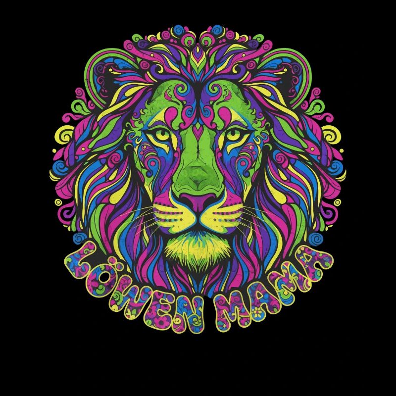 Löwen Mama Psychedelisch Bunter Löwe Mandala