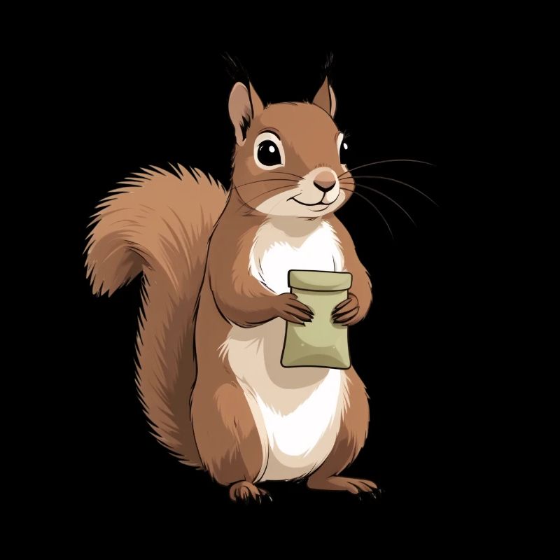 Eichhörnchen mit Beutel