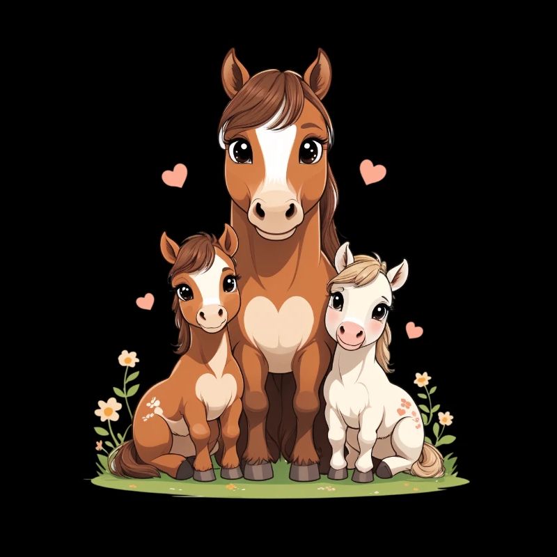 Pferdefamilie im Herzen