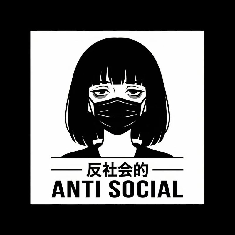 Antisoziales Japanisches Vaporwave Anime Mädchen