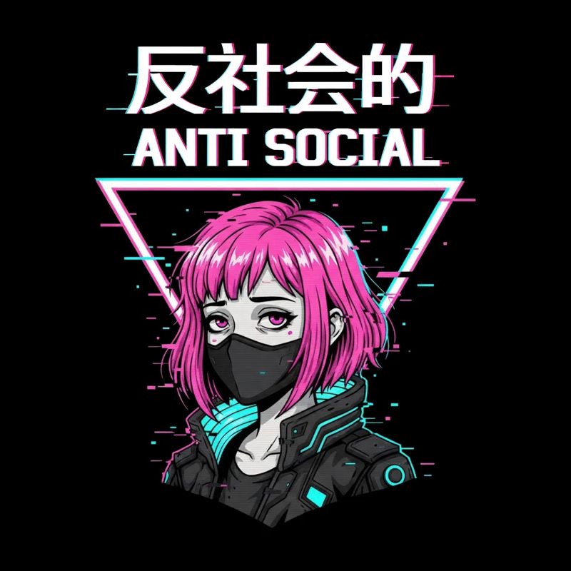 Antisoziales Japanisches Vaporwave Anime Mädchen