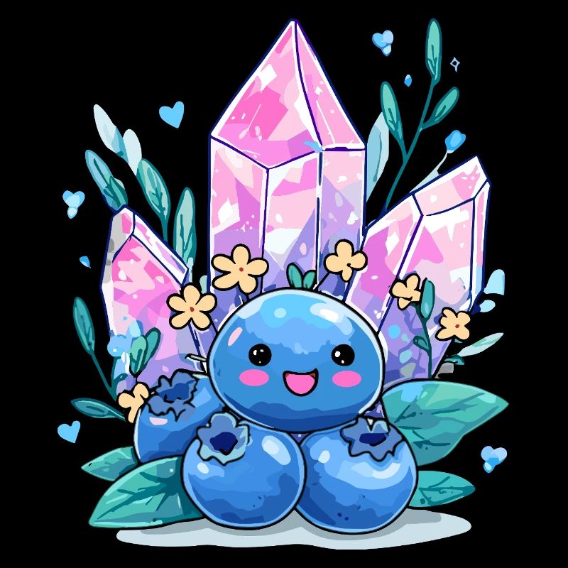 Baie de cristal de Kawaii avec des fleurs de pierres précieuses