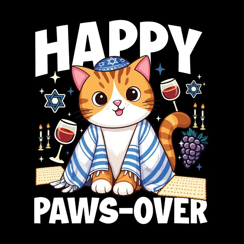 Happy Paws-Over Cat Lover Funny Passover