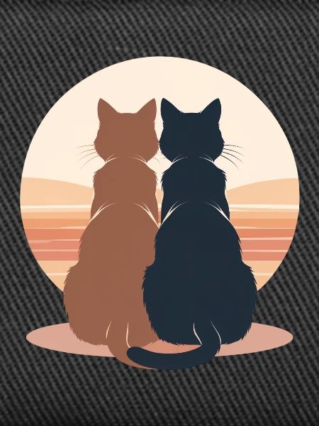 Two cats at sunset