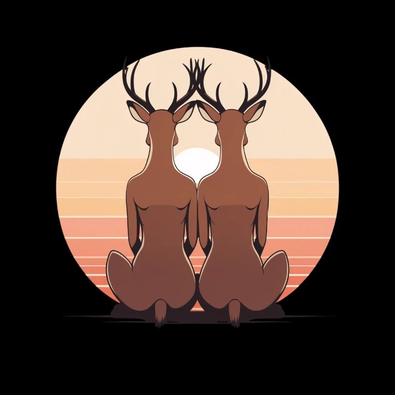 Deux cerfs dans le cercle du soir