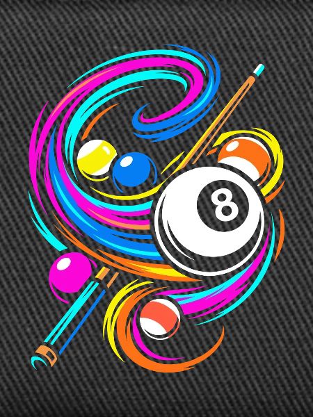 Billard Kugeln und Queue