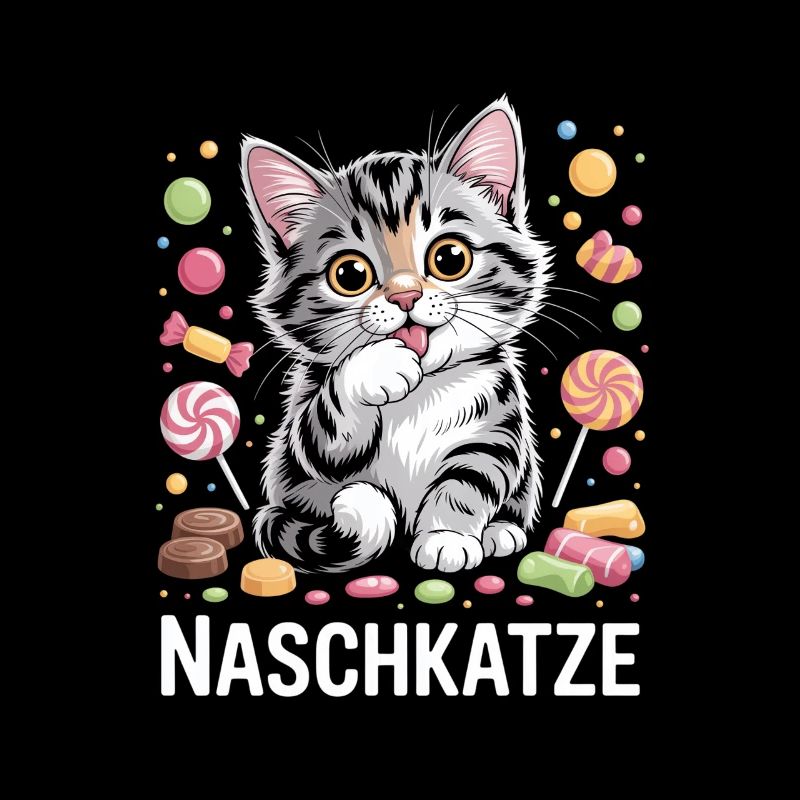 Chat doux avec motif de bonbons