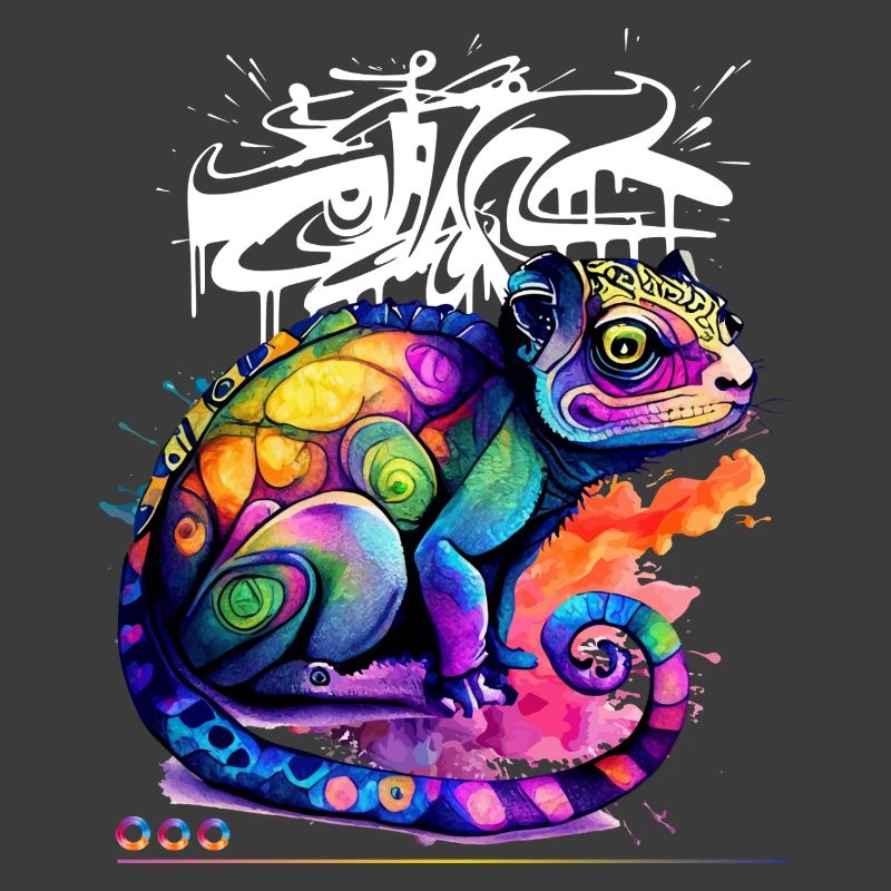 Farbenfroher Chamäleon Graffiti