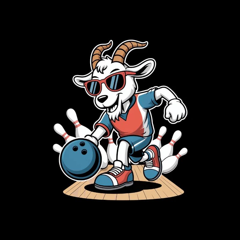 Lustige Bowling Ziege Strike Cartoon Bahn