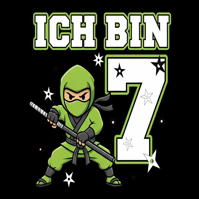 Ich bin 7 Ninja 7. Geburtstag Grüne Karate