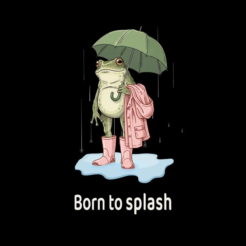 Cool frog in the rain- Born to splash