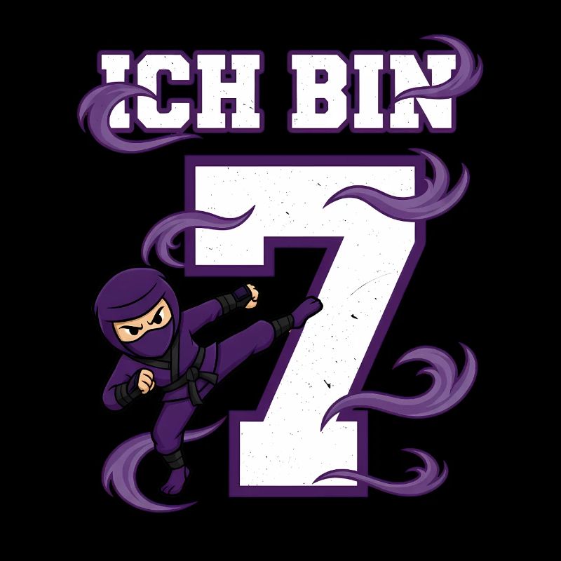 Ich bin 7 Ninja 7. Geburtstag Lila Karate
