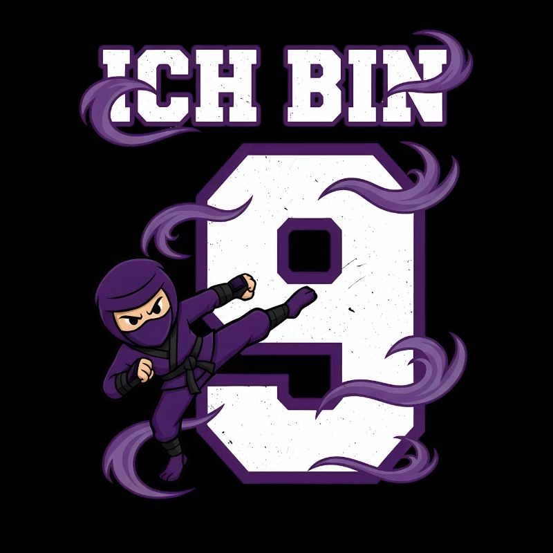 Ich bin 9 Ninja 9. Geburtstag Lila Karate