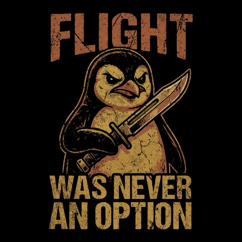 Kämpfender Pinguin mit Schwert