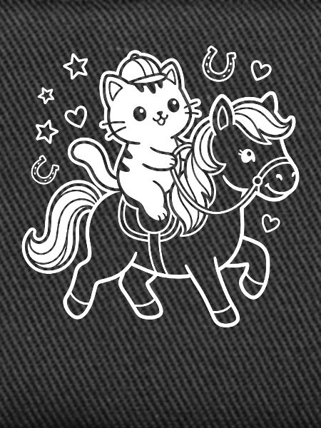 Kawaii Katze auf Pferd