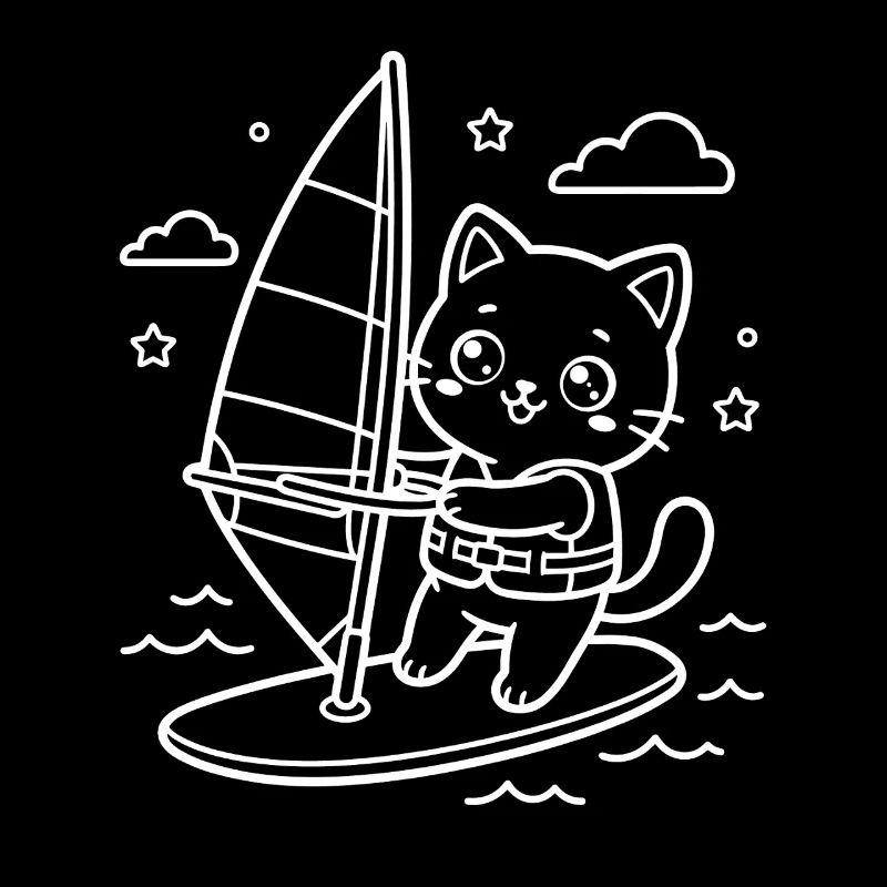 Kawaii Cat Windsurfing