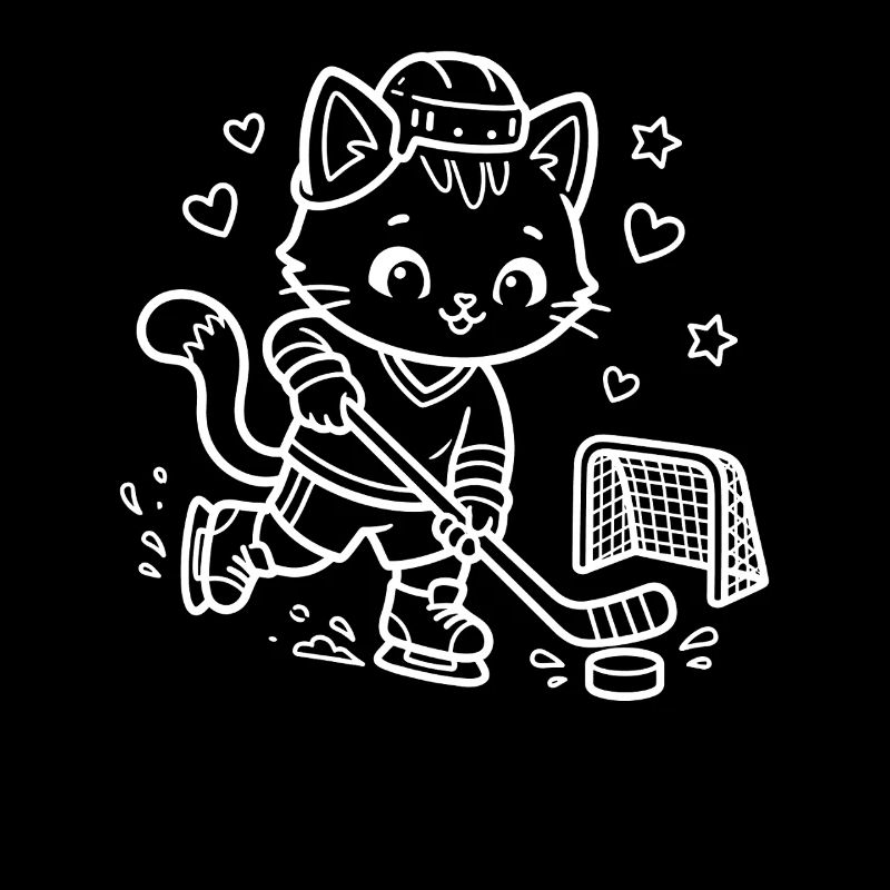 Kawaii Katze Eishockeyspieler