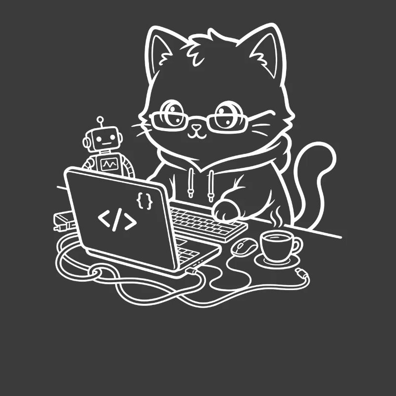 Coder Kawaii Katze Programmierer