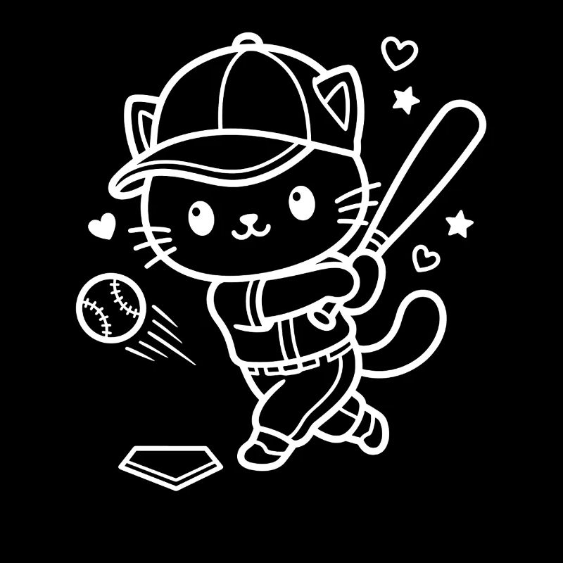 Kawaii Katze Baseball Spieler
