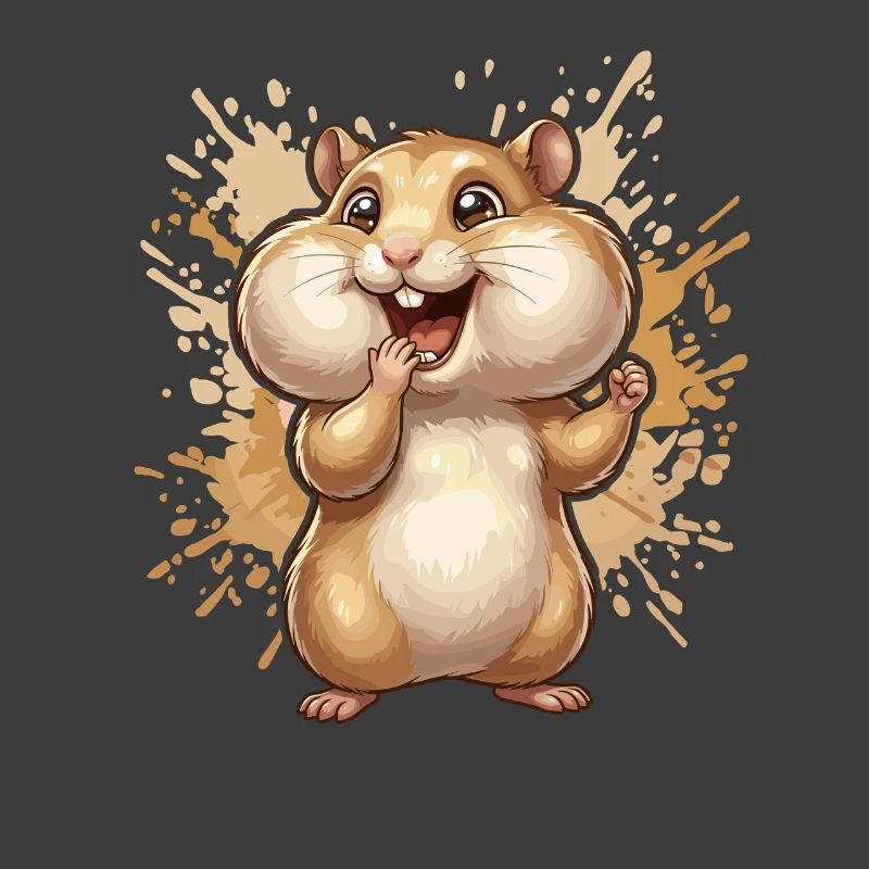 Cheerful Hamster Splash Illustration
