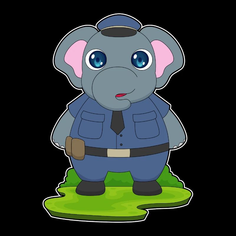 Elefant Polizist Polizeimütze Polizei