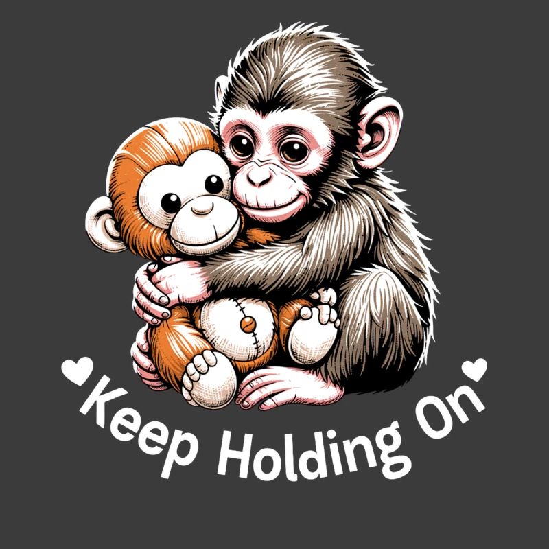 Keep Holding On Monkey Hug Illustration
