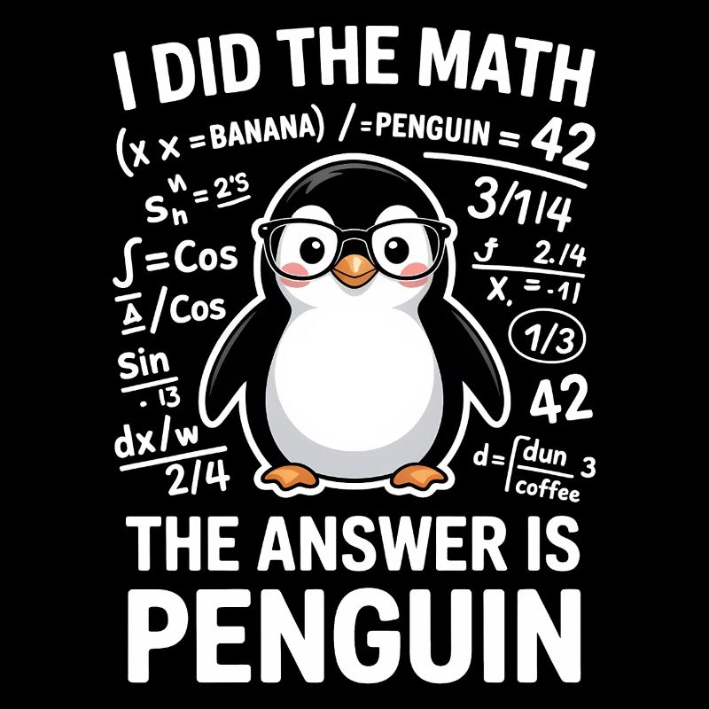 Math Sayings Penguin Drôle de cadeau mathématique