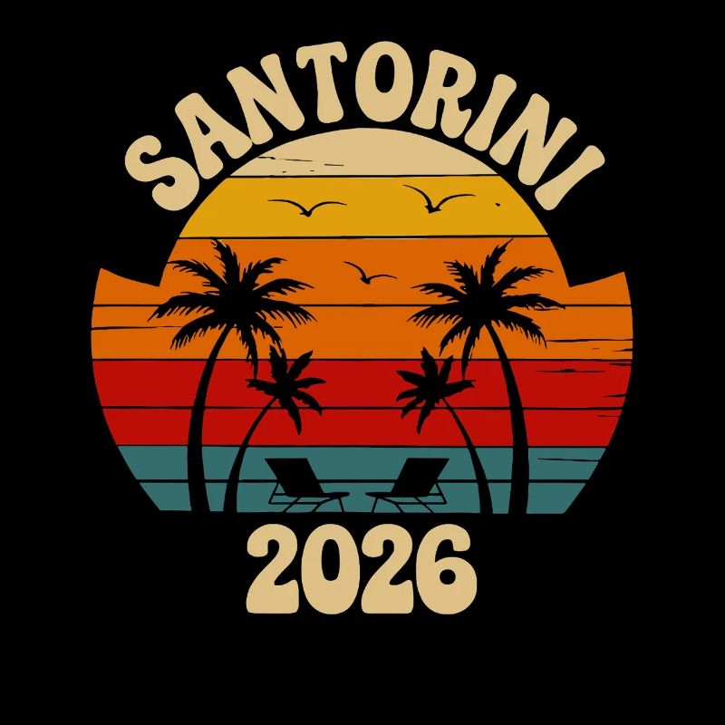 Santorini Sunset 2026 Retro