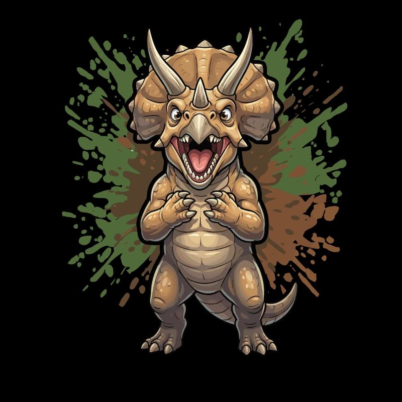 Cartoon-Triceratops mit Farbspritzern