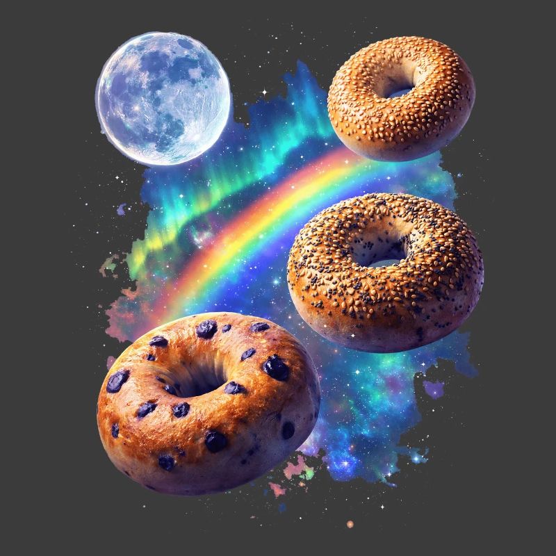 Kosmische Donuts über Regenbogenraum