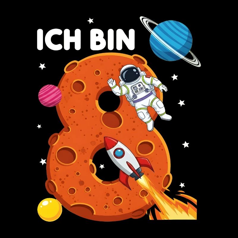 Ich bin 8 Astronaut Weltraum Geburtstag