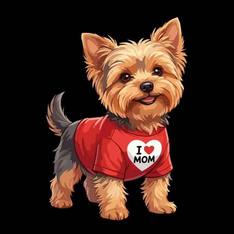 Dessin animé Yorkshire Terrier J’aime Maman