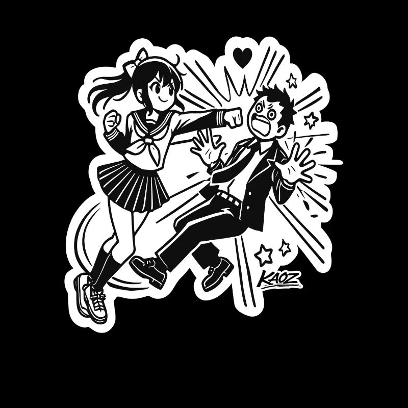 Manga-Anime-Mädchen-Heldin-Szene