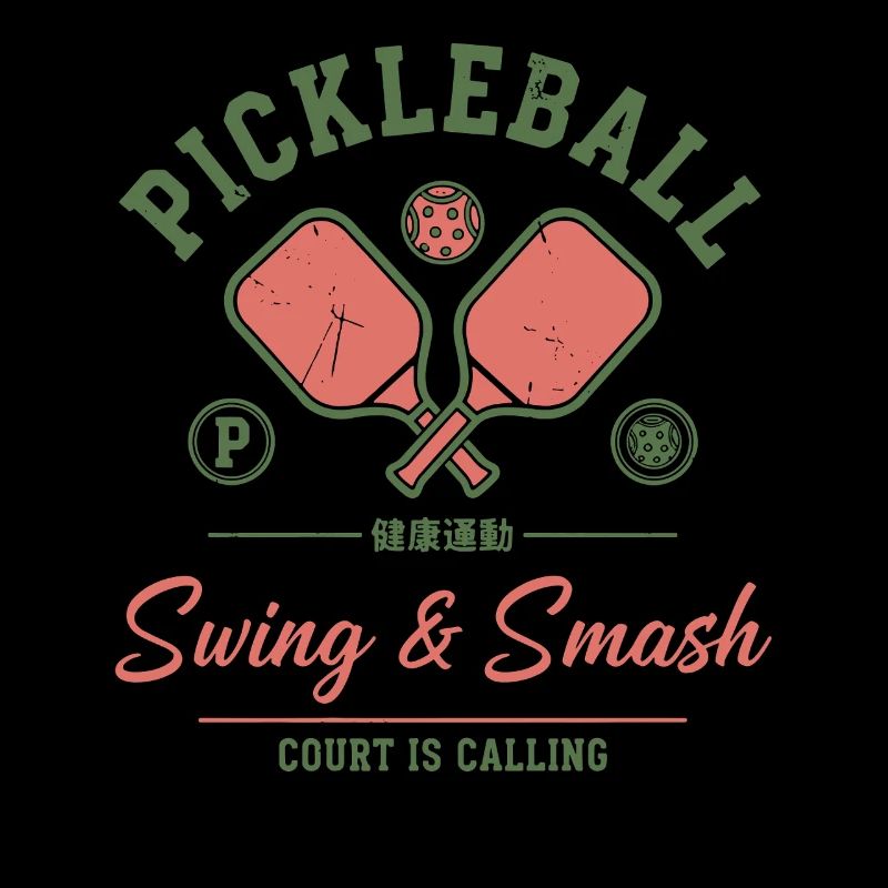 Pickleball Funny Player Swing And Smash Court