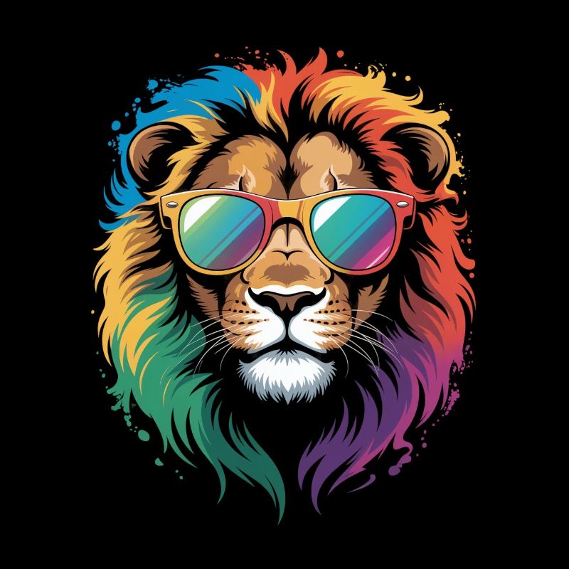 Bunter Löwe Wasserfarben Spritzer Graffiti