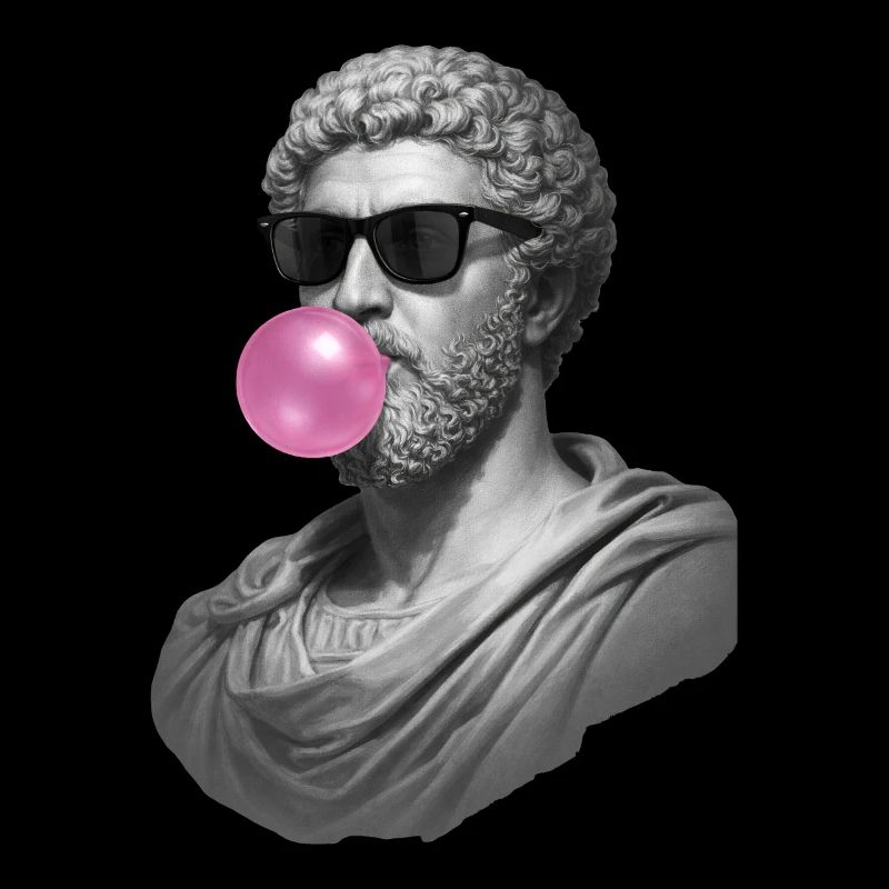 Marcus Aurelius mit Kaugummi und Sonnenbrille