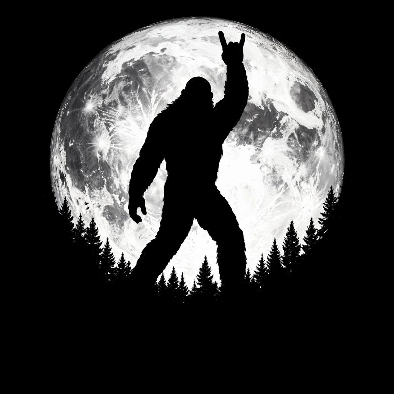 Bigfoot Rock On Sign Sasquatch Yeti Moon